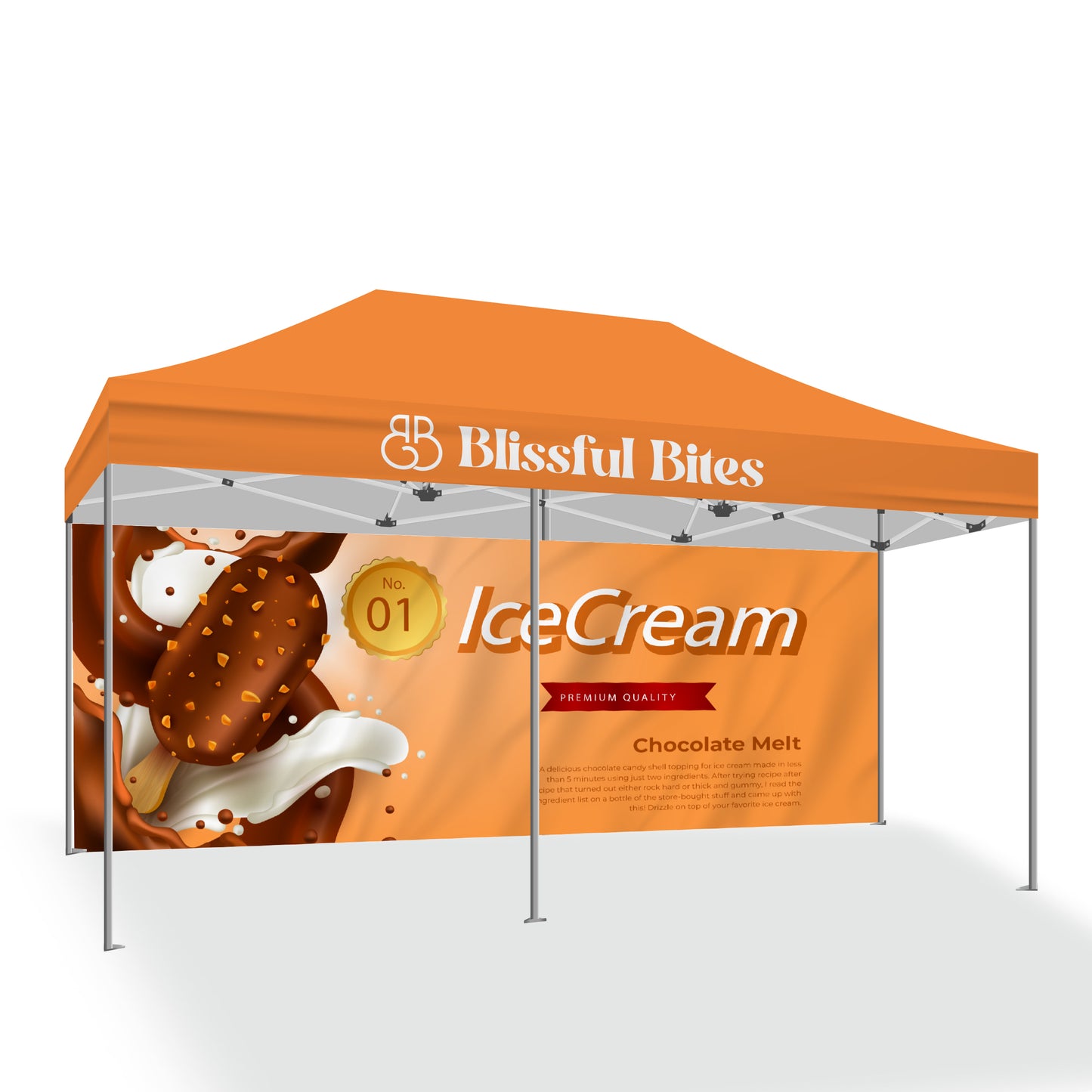 PREMIUM TENT 10'x20' w/ Full Color Canopy and Back Wall