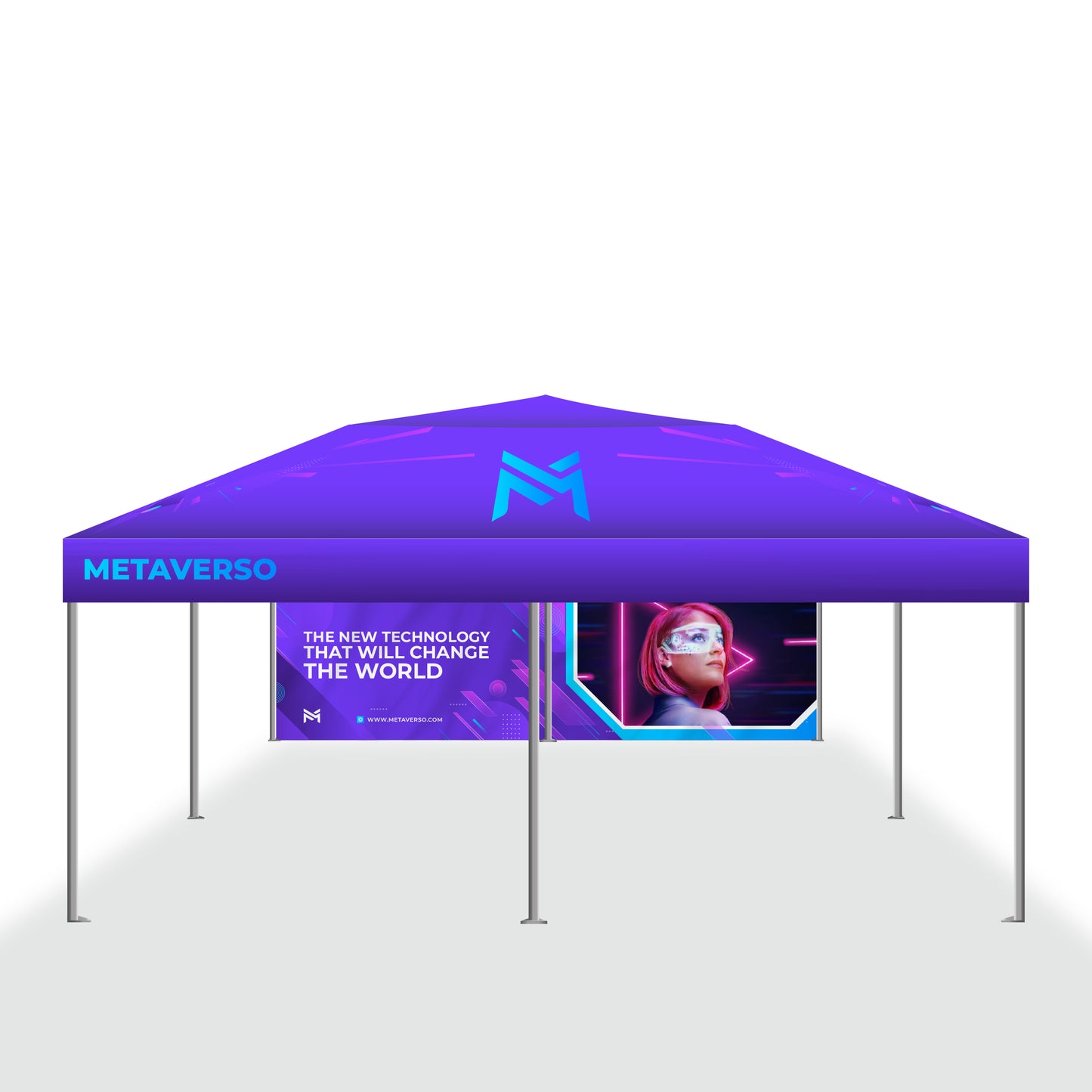 Premium Giant Tent 20'x20' w/ Full Color Canopy and Back Wall