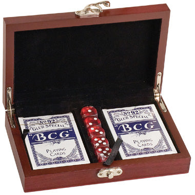 Rosewood Finish Card And Dice Set