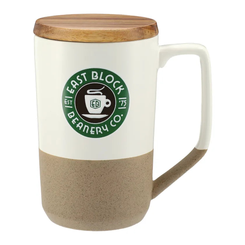 Tahoe Tea & Coffee Ceramic Mug with Wood Lid 16oz