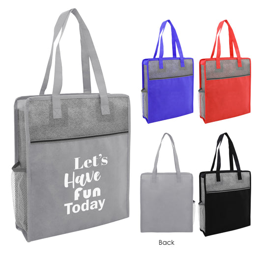 COLOR BASICS HEATHERED NON-WOVEN TOTE BAG