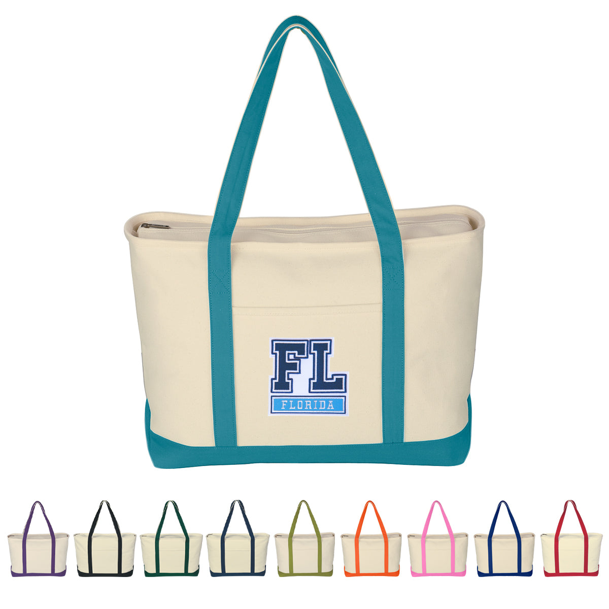 LARGE HEAVY COTTON CANVAS BOAT TOTE BAG WITH TACKLE TWILL PATCH – Vu Promo®