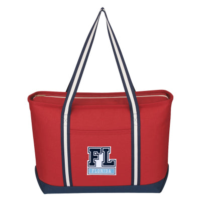 LARGE COTTON CANVAS ADMIRAL TOTE BAG WITH TACKLE TWILL PATCH