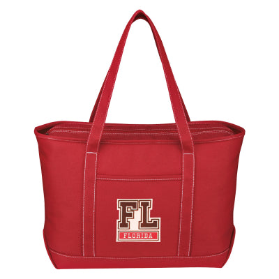 LARGE COTTON CANVAS YACHT TOTE BAG WITH TACKLE TWILL PATCH