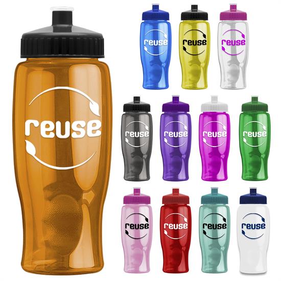 27 oz. Poly-Pure Transparent Sports Bottle -Push Pull Lid