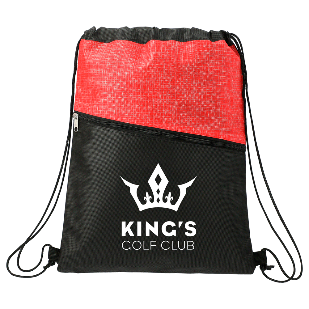 Cross Weave Zippered Drawstring Bag