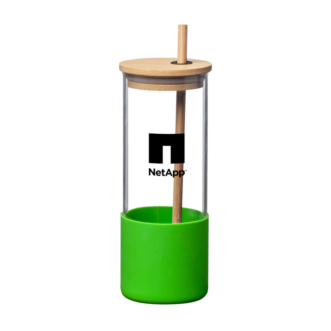 Shanti Borosilicate Tumbler w/Bamboo Lid/Straw - 17oz Red