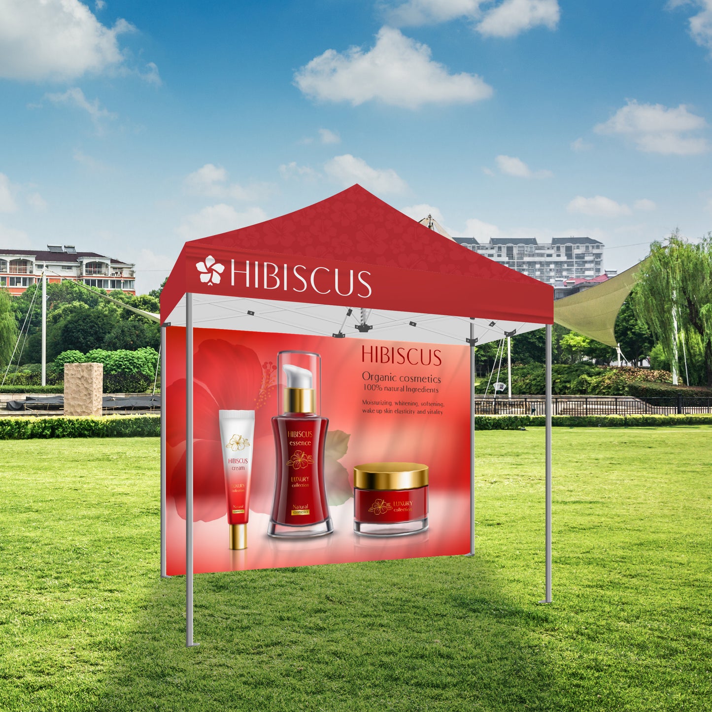 PREMIUM TENT 10'x10' W/ Full Color Canopy and Back Wall