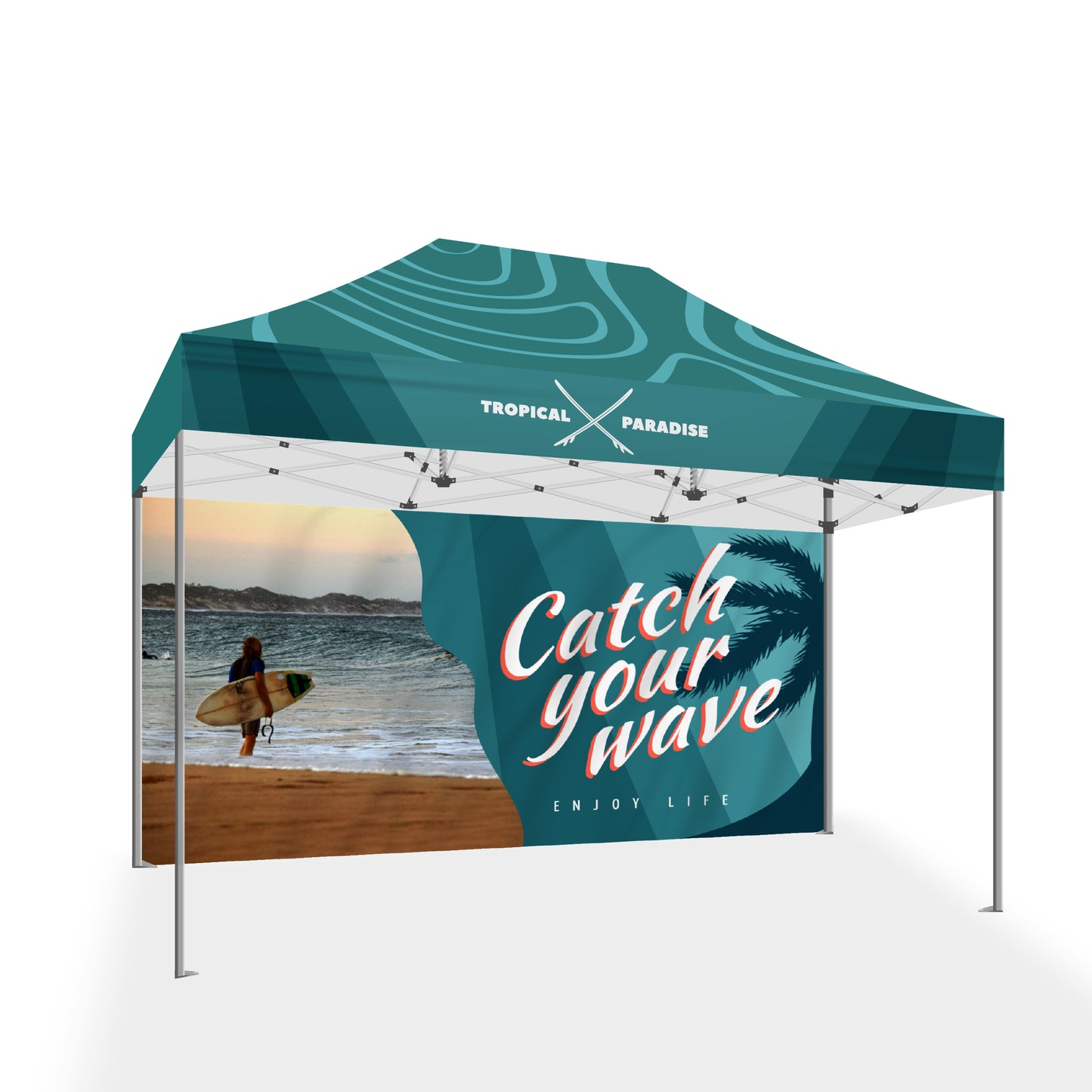 PREMIUM TENT 10'x15' W/ Full Color Canopy and Back Wall