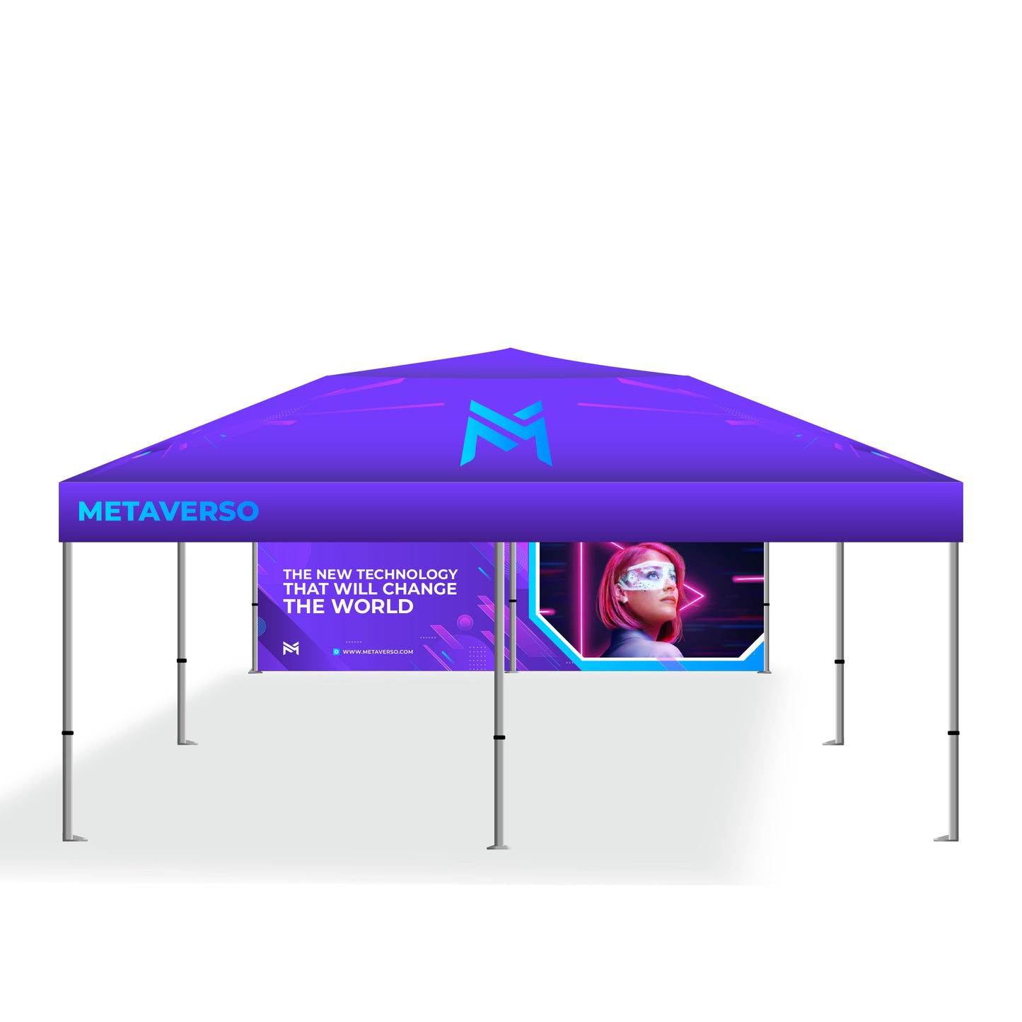 Premium Giant Tent 20'x20' w/ Full Color Canopy and Back Wall