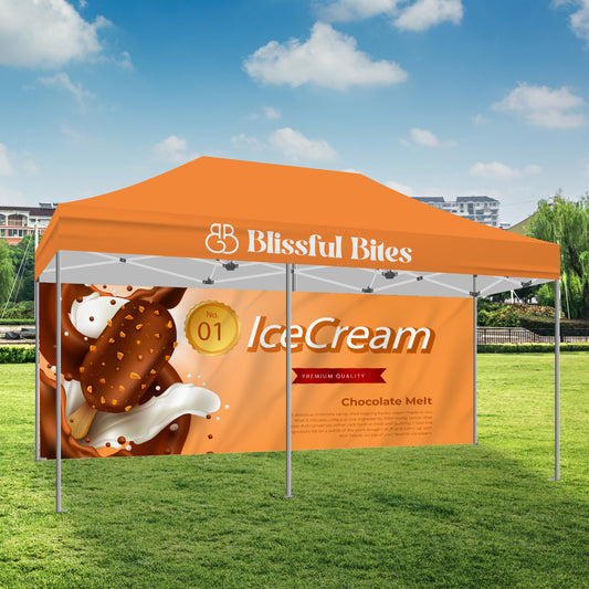PREMIUM TENT 10'x20' w/ Full Color Canopy and Back Wall
