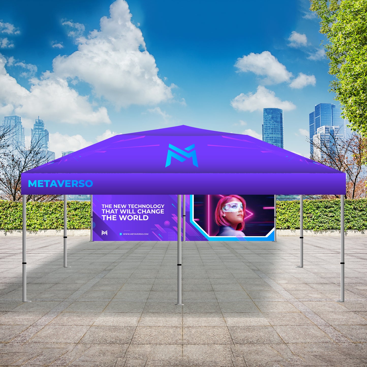 Premium Giant Tent 20'x20' w/ Full Color Canopy and Back Wall