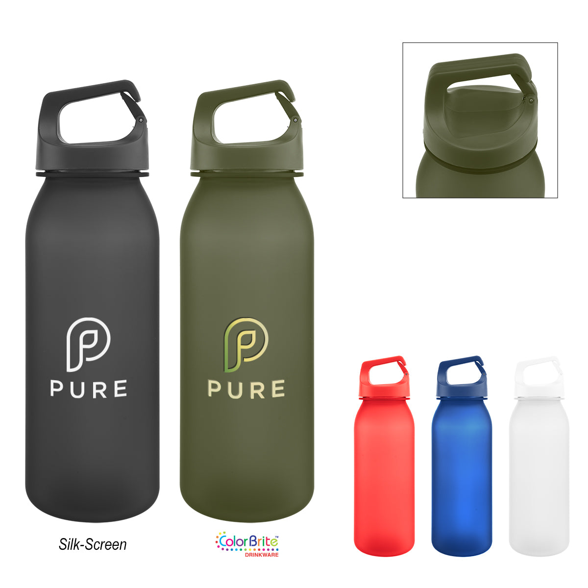 20 Oz. Brooke rPET Bottle With Easy Carry Handle plain grouped