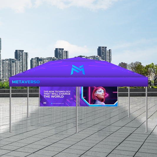 Premium Giant Tent 20'x20' w/ Full Color Canopy and Back Wall