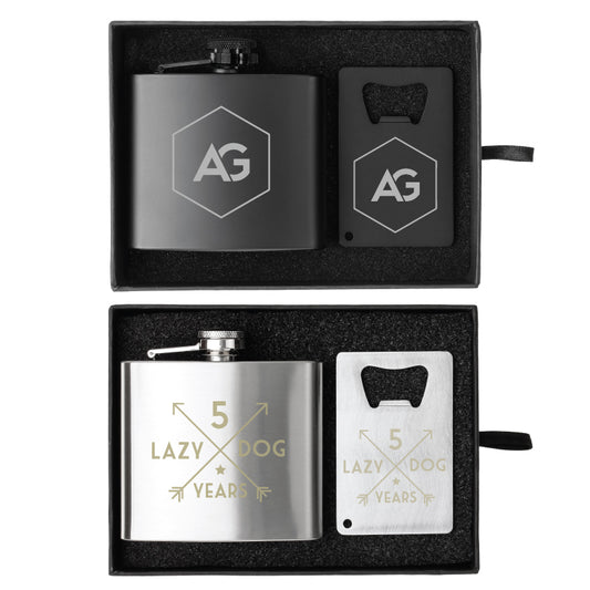Crafter 5 oz. Flask and Bottle Opener Gift Set