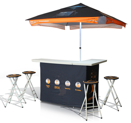 Printed Bar Set w/ 6′ Umbrella and 4 Stools