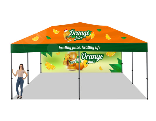 Premium Giant Tent 20'x20' w/ Full Color Canopy and Back Wall