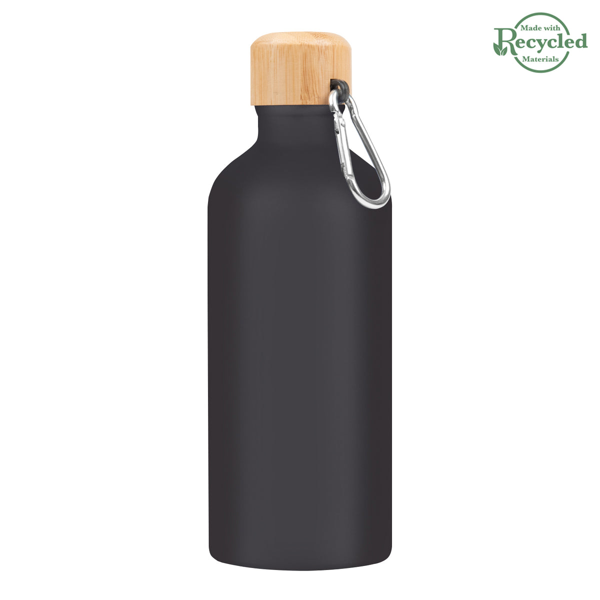 BLACK 20 Oz. Aluminum Tundra Bike Bottle With Bamboo Lid plain grouped