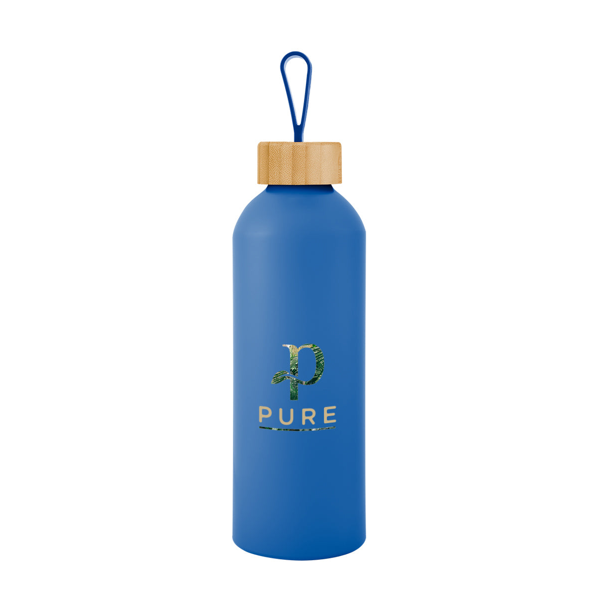 BLUE 25 Oz. Blaire Recycled Aluminum Bottle With Bamboo Lid And Carry Handle  grouped