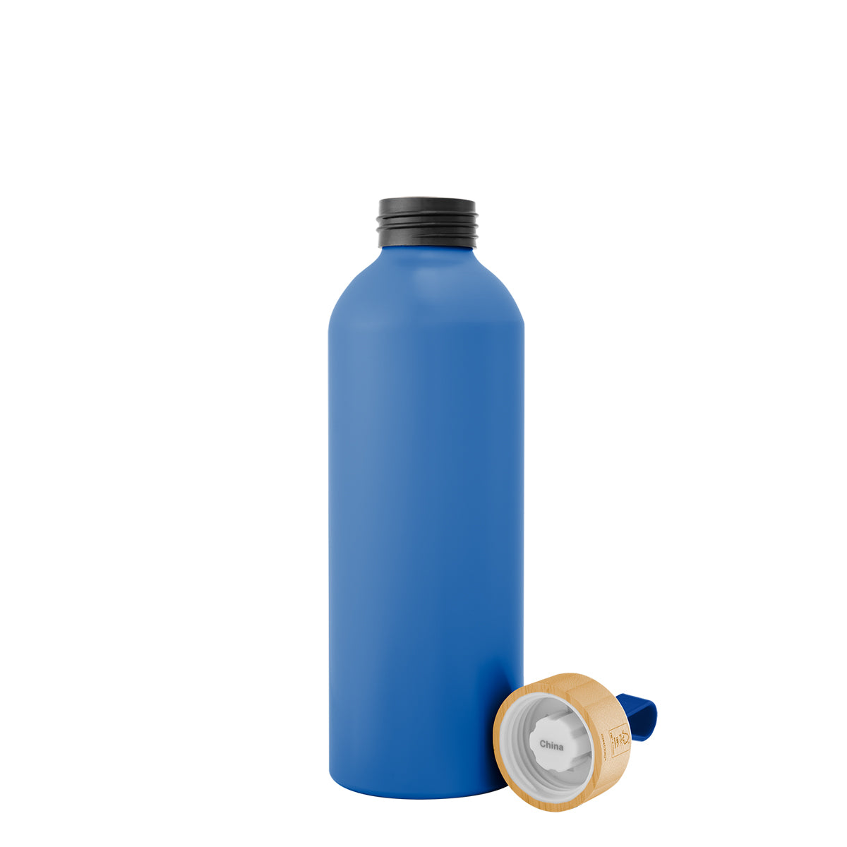 BLUE 25 Oz. Blaire Recycled Aluminum Bottle With Bamboo Lid And Carry Handle plain grouped