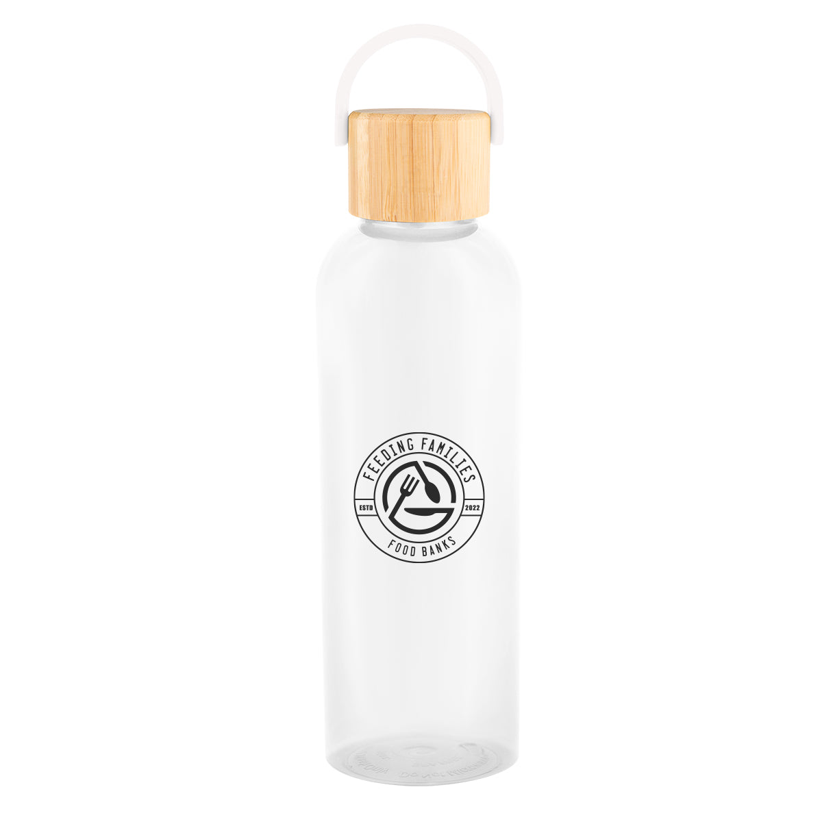 CLEAR 20 Oz. Ally rPET Bottle With Bamboo Lid And Easy Carry Handle  grouped