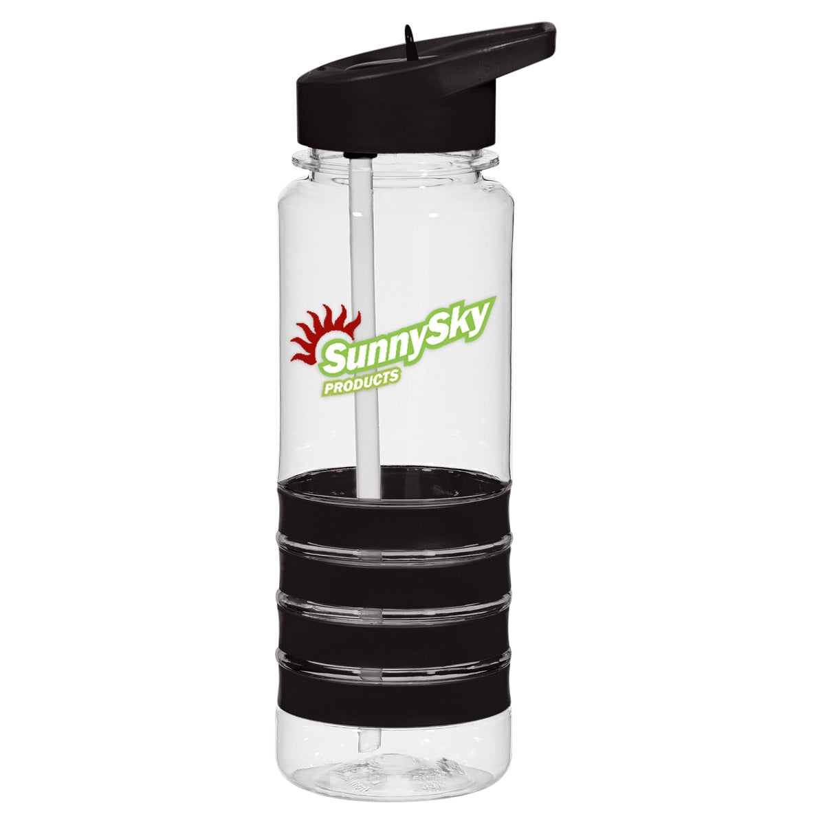 CLEAR WITH BLACK 24 Oz. Banded Gripper Bottle  grouped