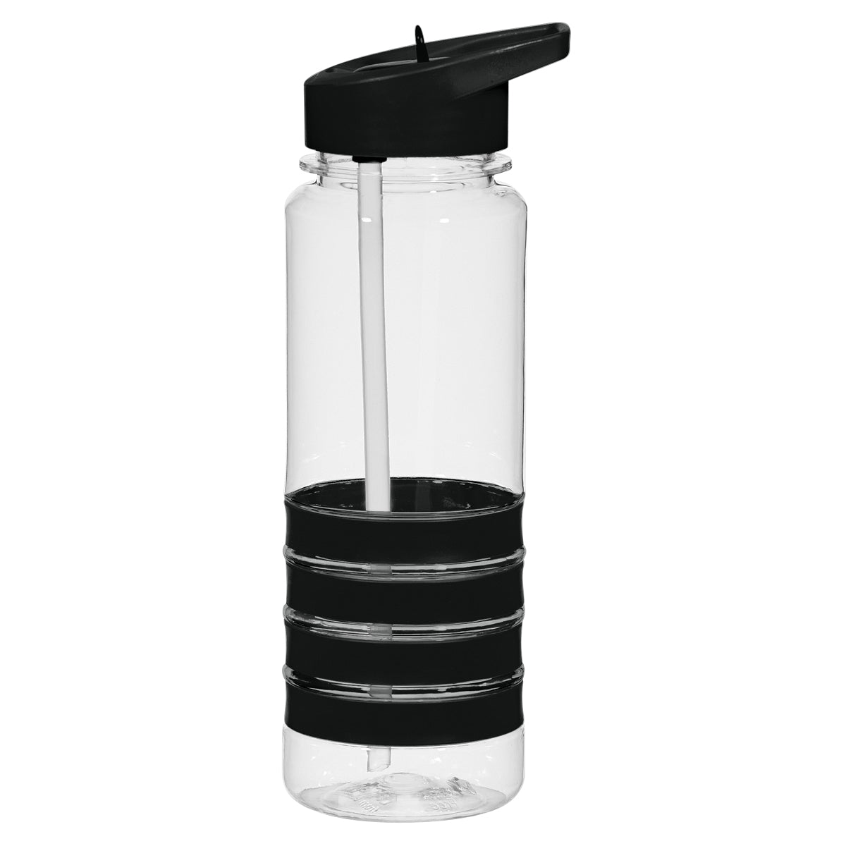 CLEAR WITH BLACK 24 Oz. Banded Gripper Bottle plain grouped