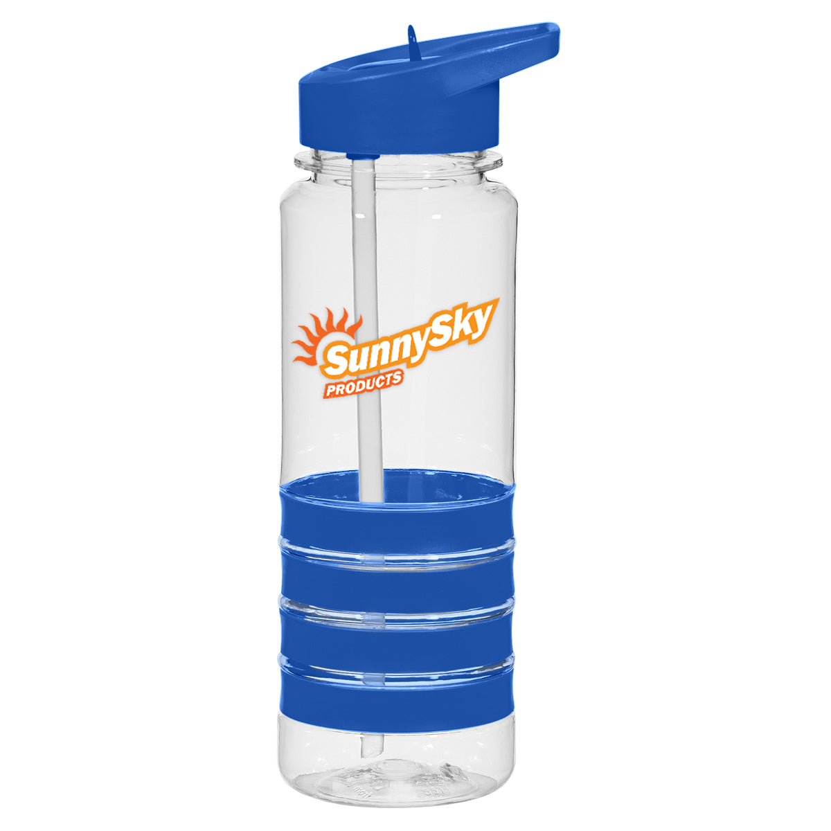 CLEAR WITH BLUE 24 Oz. Banded Gripper Bottle  grouped