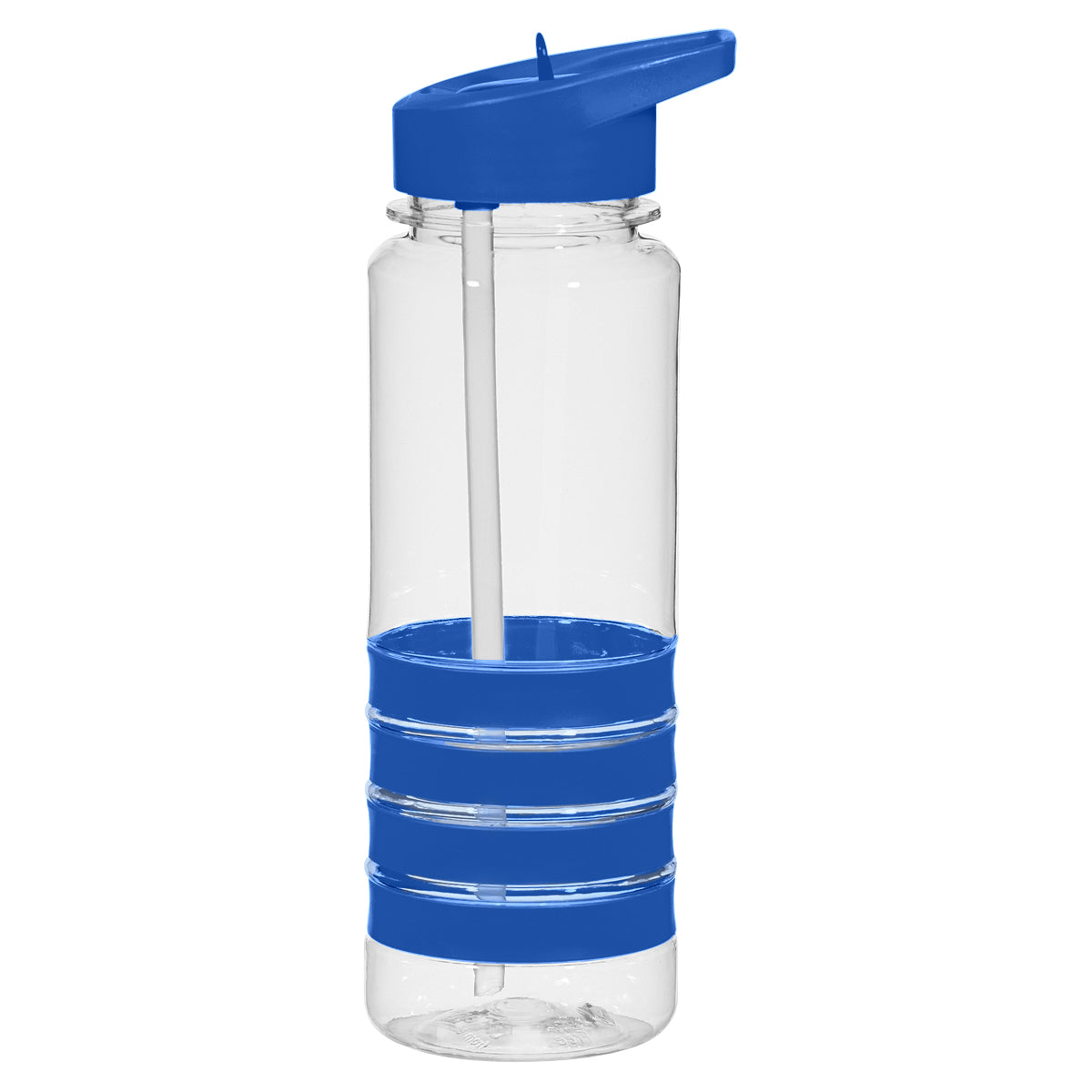 CLEAR WITH BLUE 24 Oz. Banded Gripper Bottle plain grouped