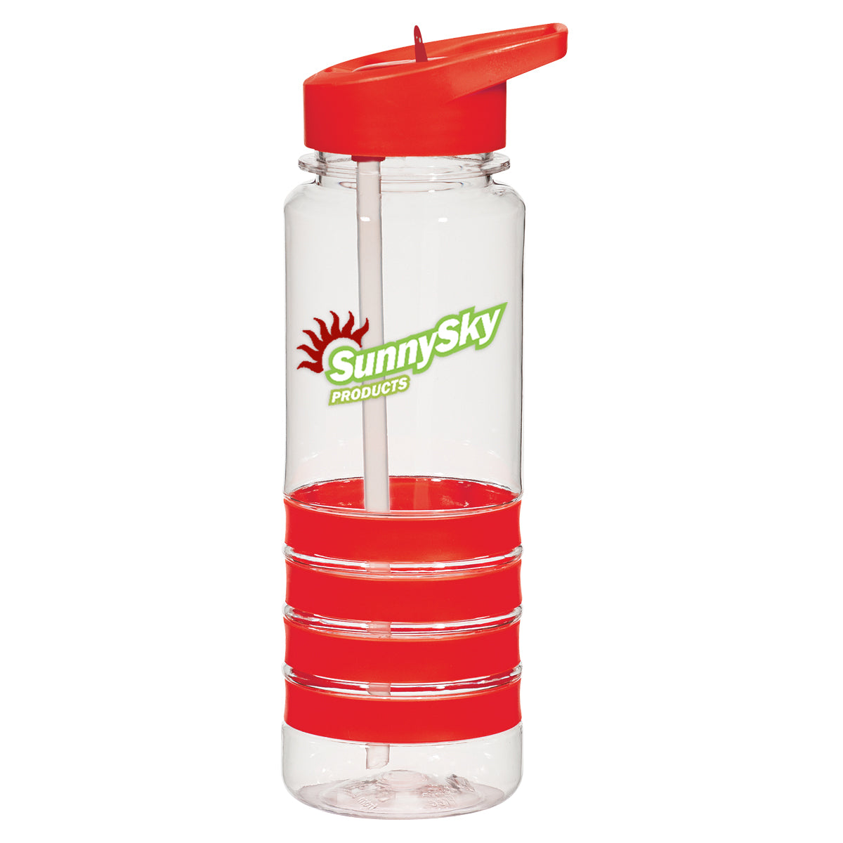 CLEAR WITH RED 24 Oz. Banded Gripper Bottle  grouped