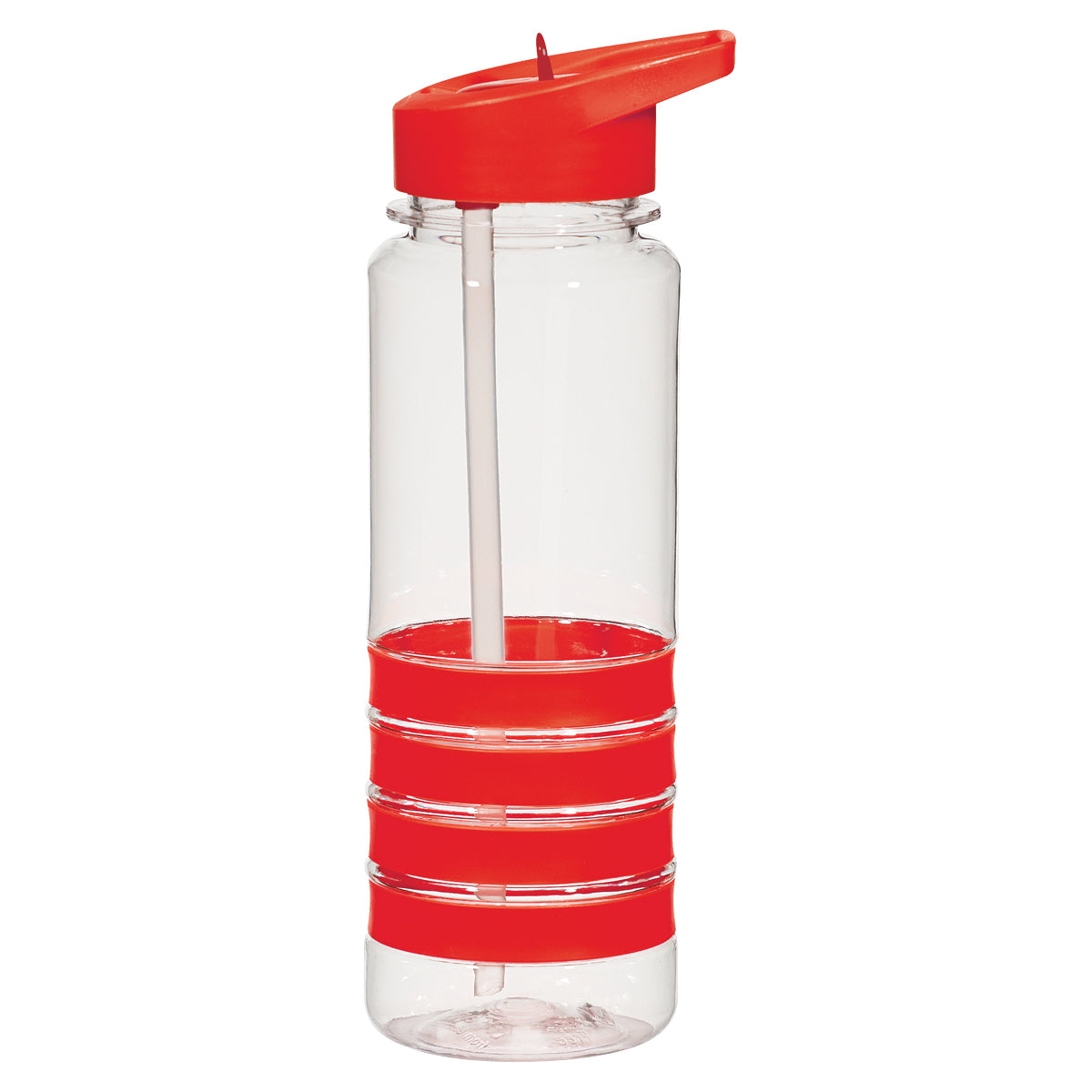 CLEAR WITH RED 24 Oz. Banded Gripper Bottle plain grouped