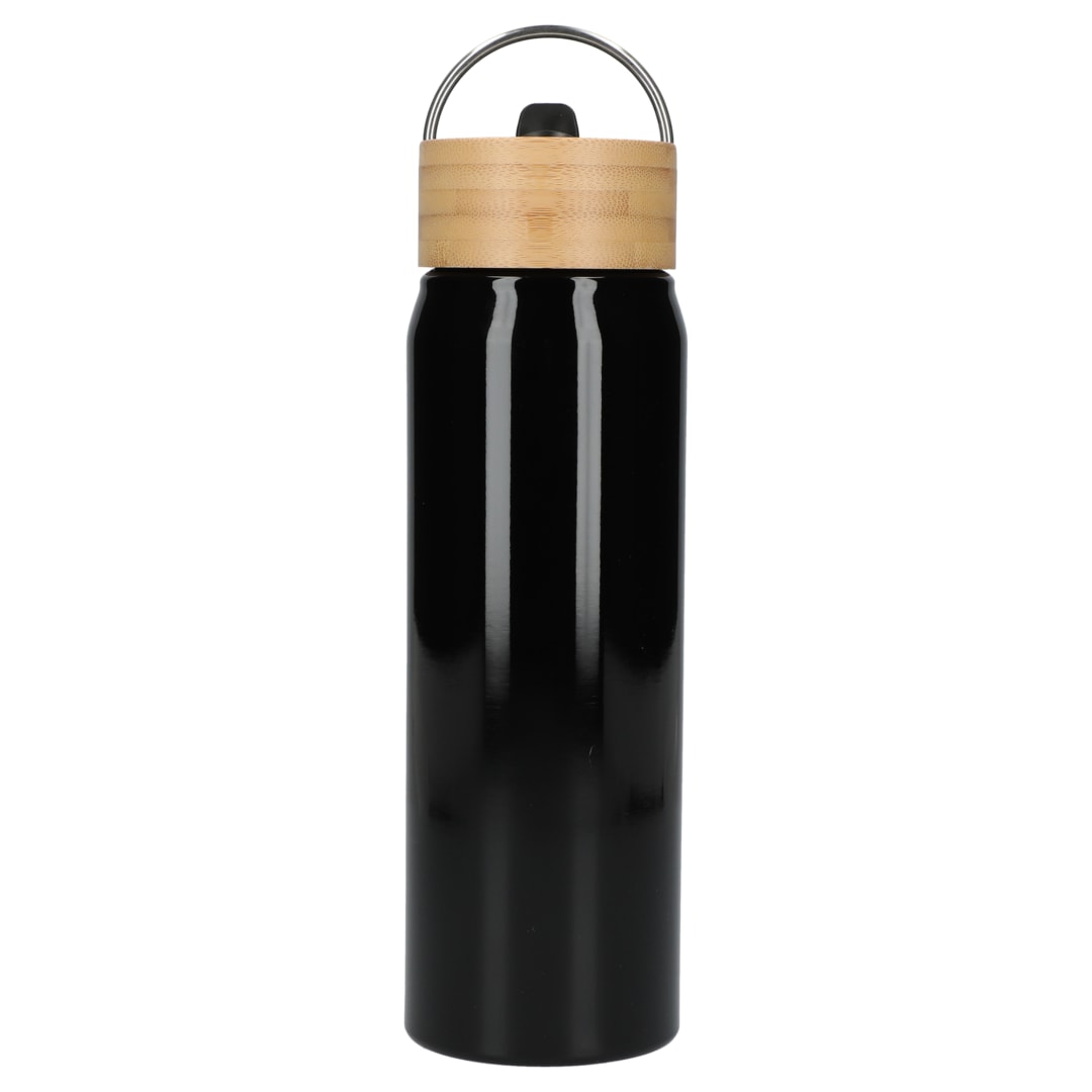 Front View of Black Billy 26oz Aluminum Bottle w/ FSC® Bamboo Lid plain