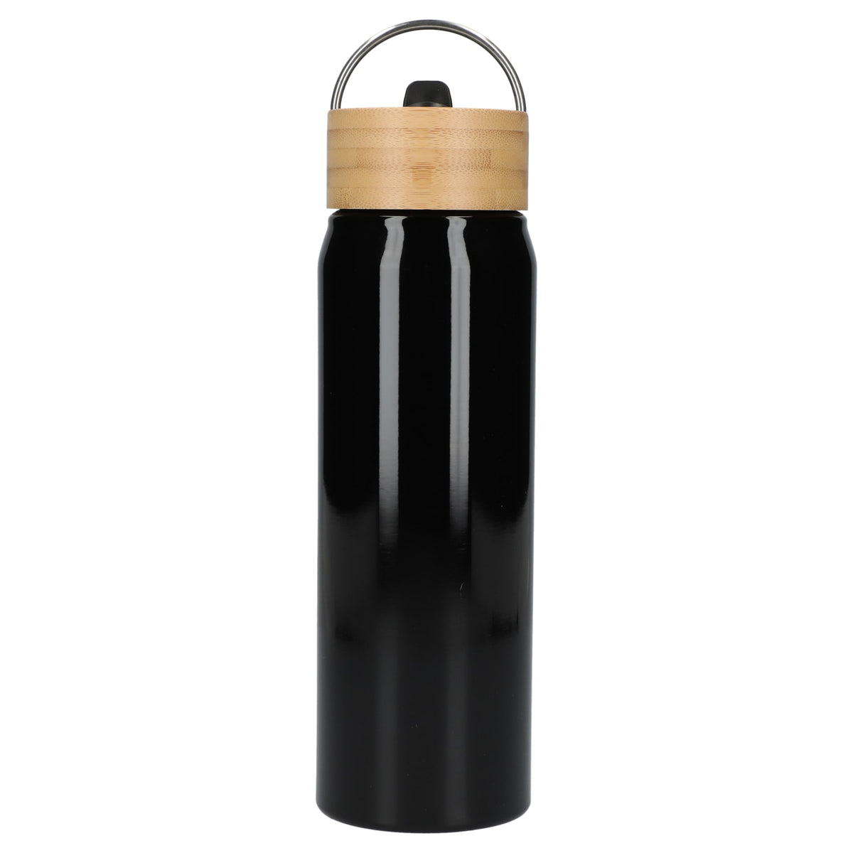 Front View of Black Billy 26oz Aluminum Bottle w/ FSC® Bamboo Lid plain