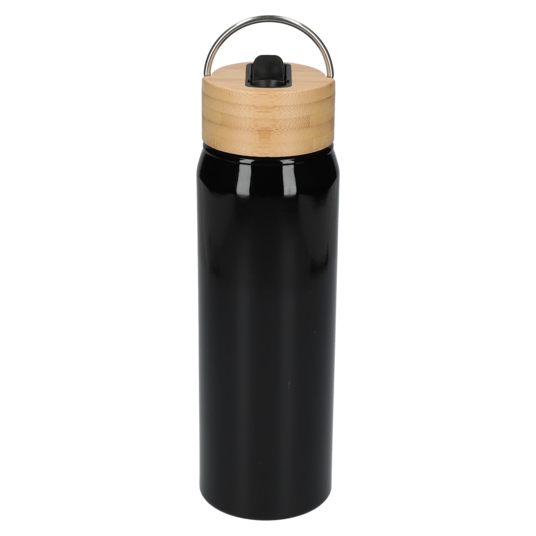 Front View of Black Billy 26oz Aluminum Bottle w/ FSC® Bamboo Lid plain