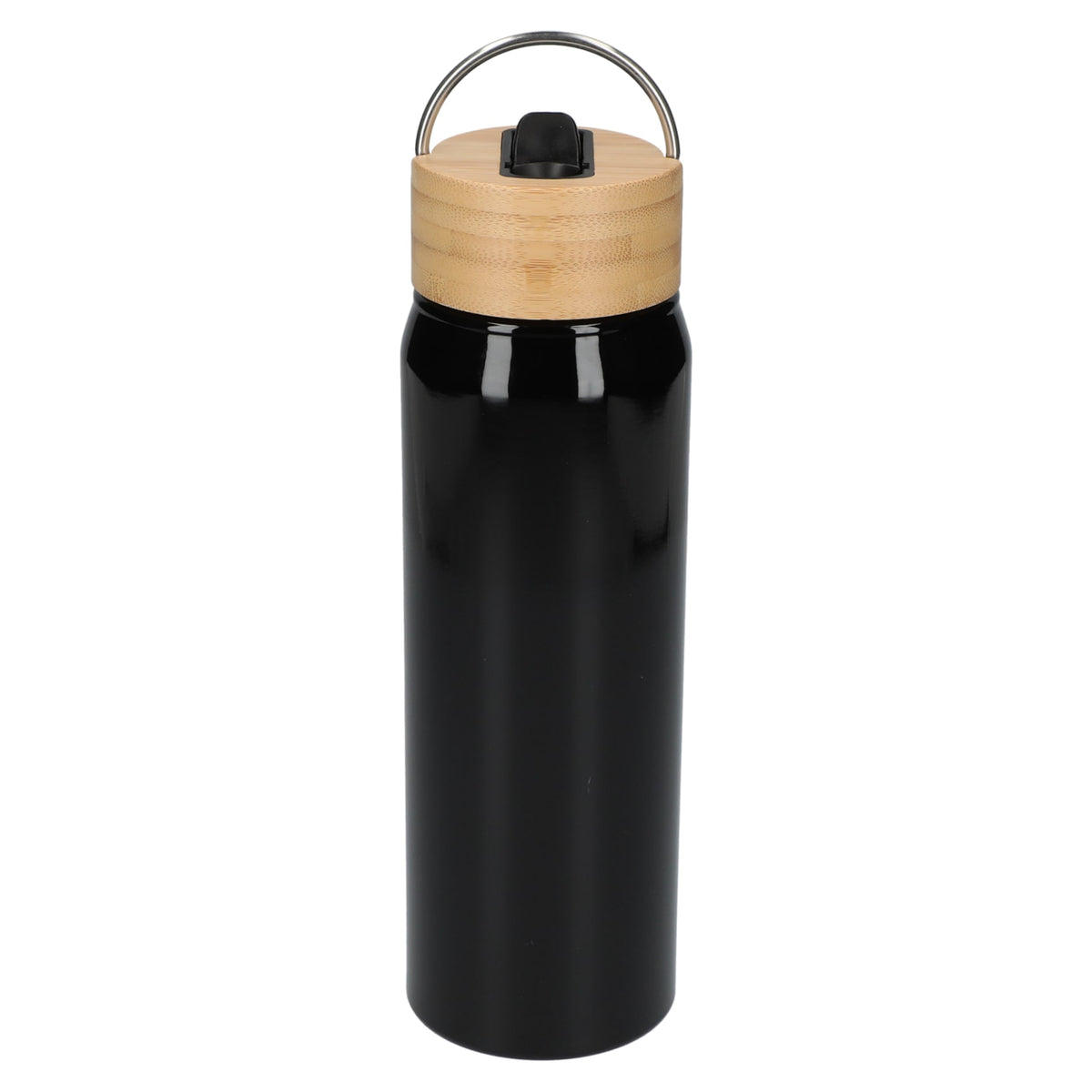 Front View of Black Billy 26oz Aluminum Bottle w/ FSC® Bamboo Lid plain