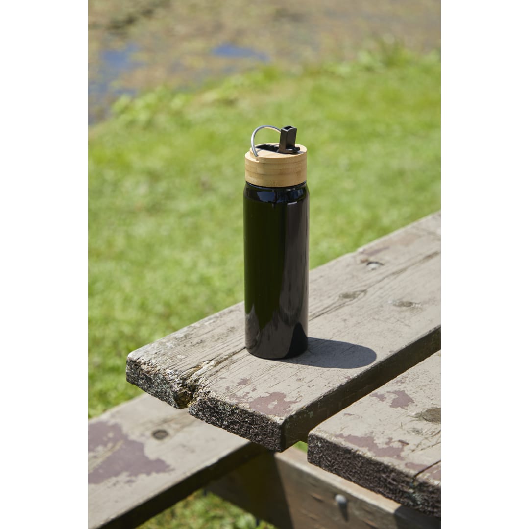 Front View of Black Billy 26oz Aluminum Bottle w/ FSC® Bamboo Lid plain