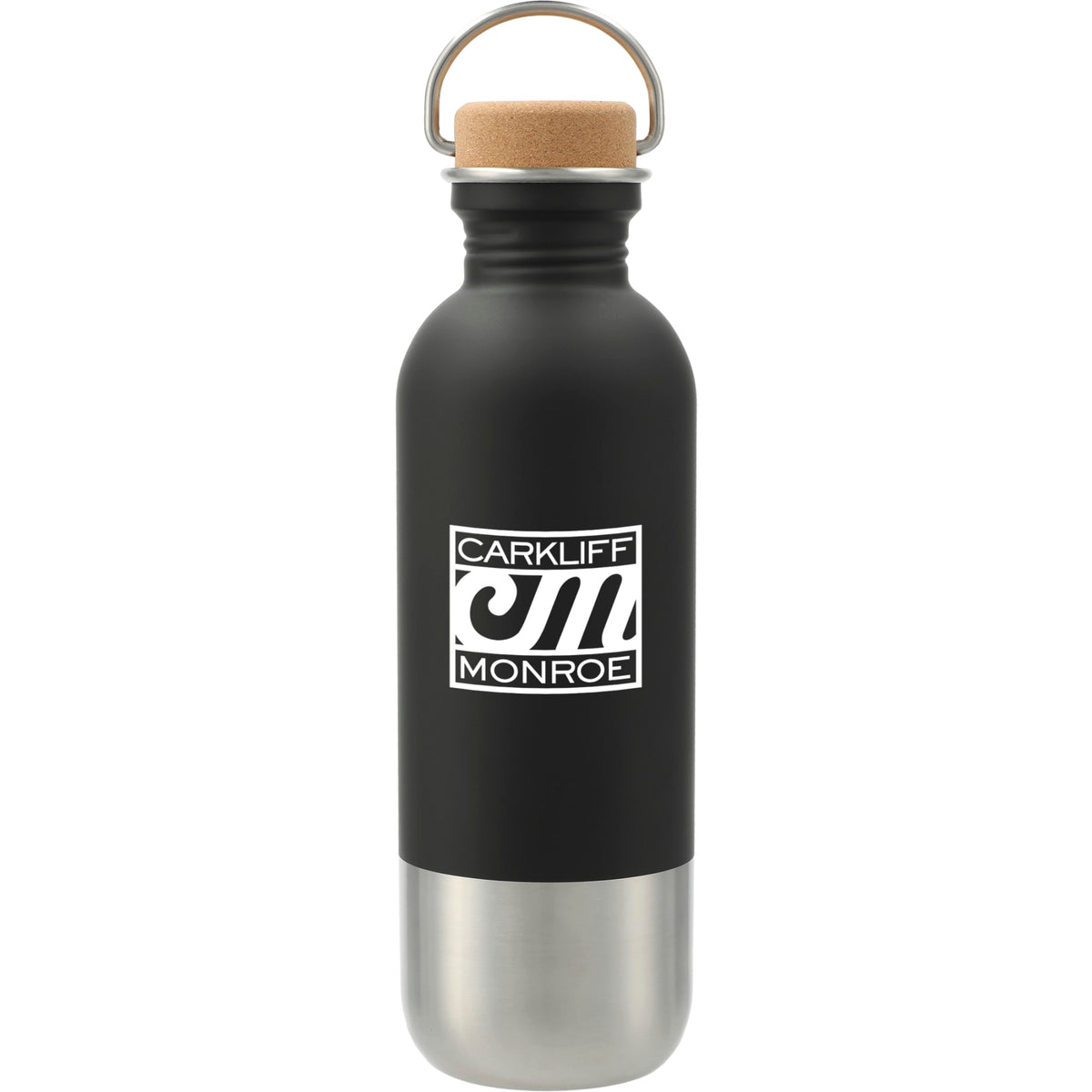 Front View of Black Lagom Single wall Stainless steel Bottle 27oz