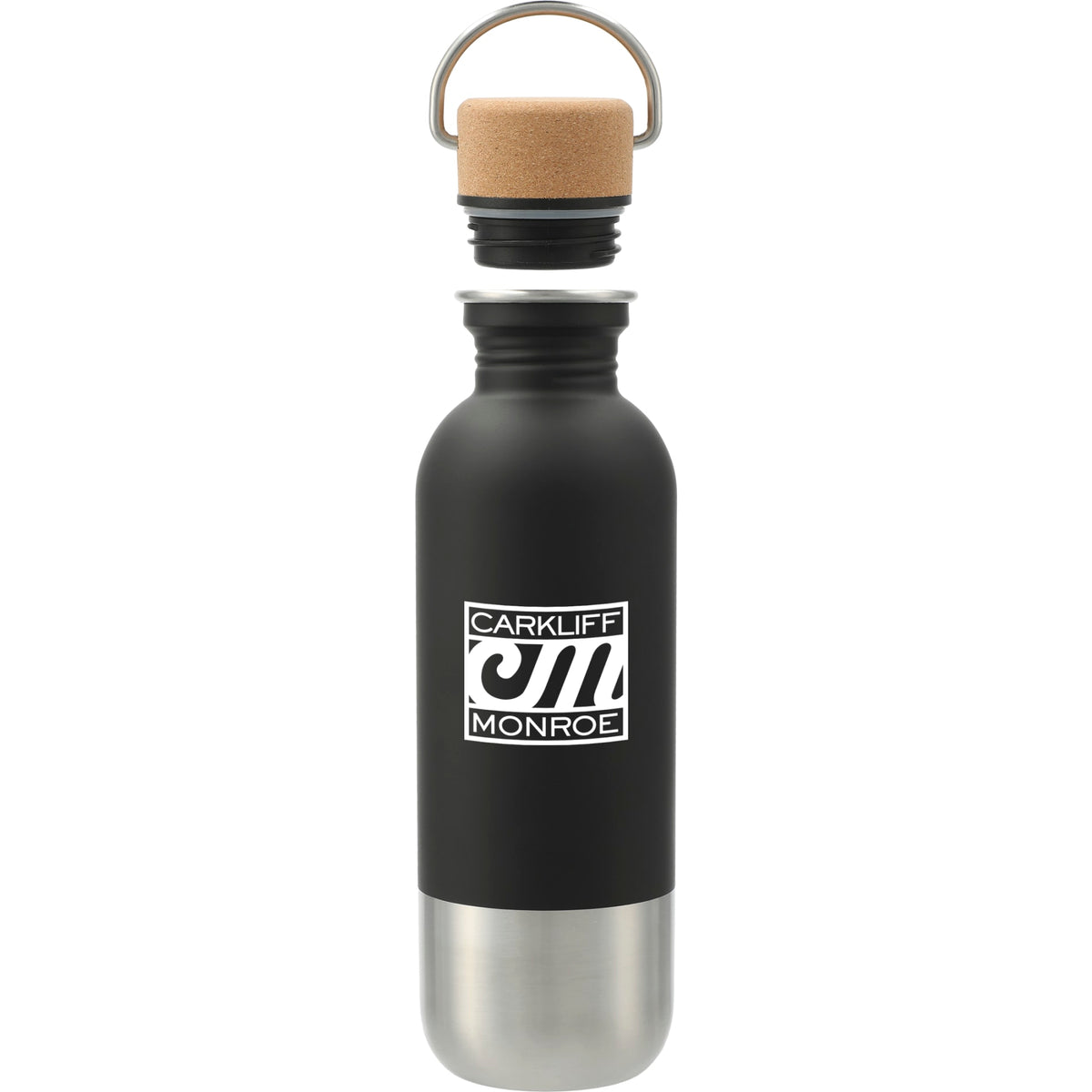 Front View of Black Lagom Single wall Stainless steel Bottle 27oz