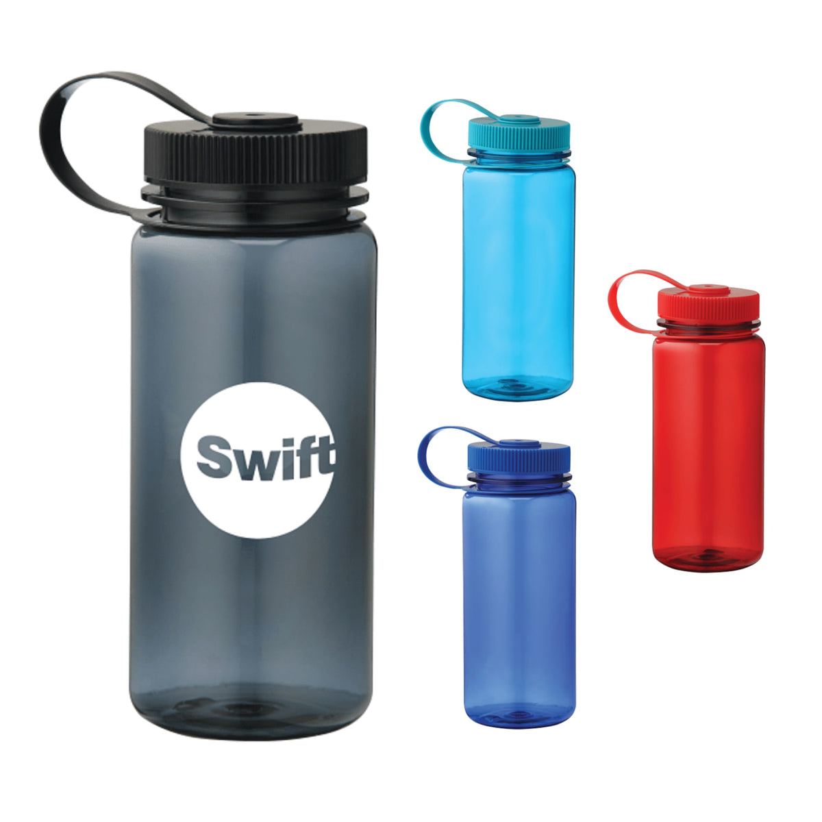 Front View of Black Montego 21oz Sports Bottle