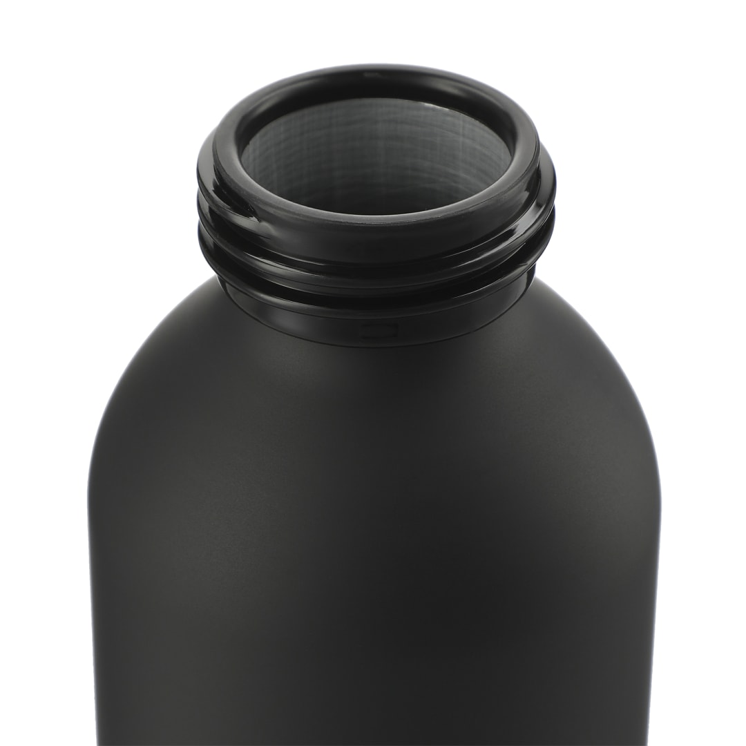 Front View of Black Ryze Aluminum Bottle 22 oz w/ FSC® 100% Bamboo Lid