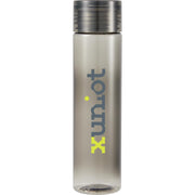 Front View of Black Skinny Mini Recycled RPET Bottle 10oz
