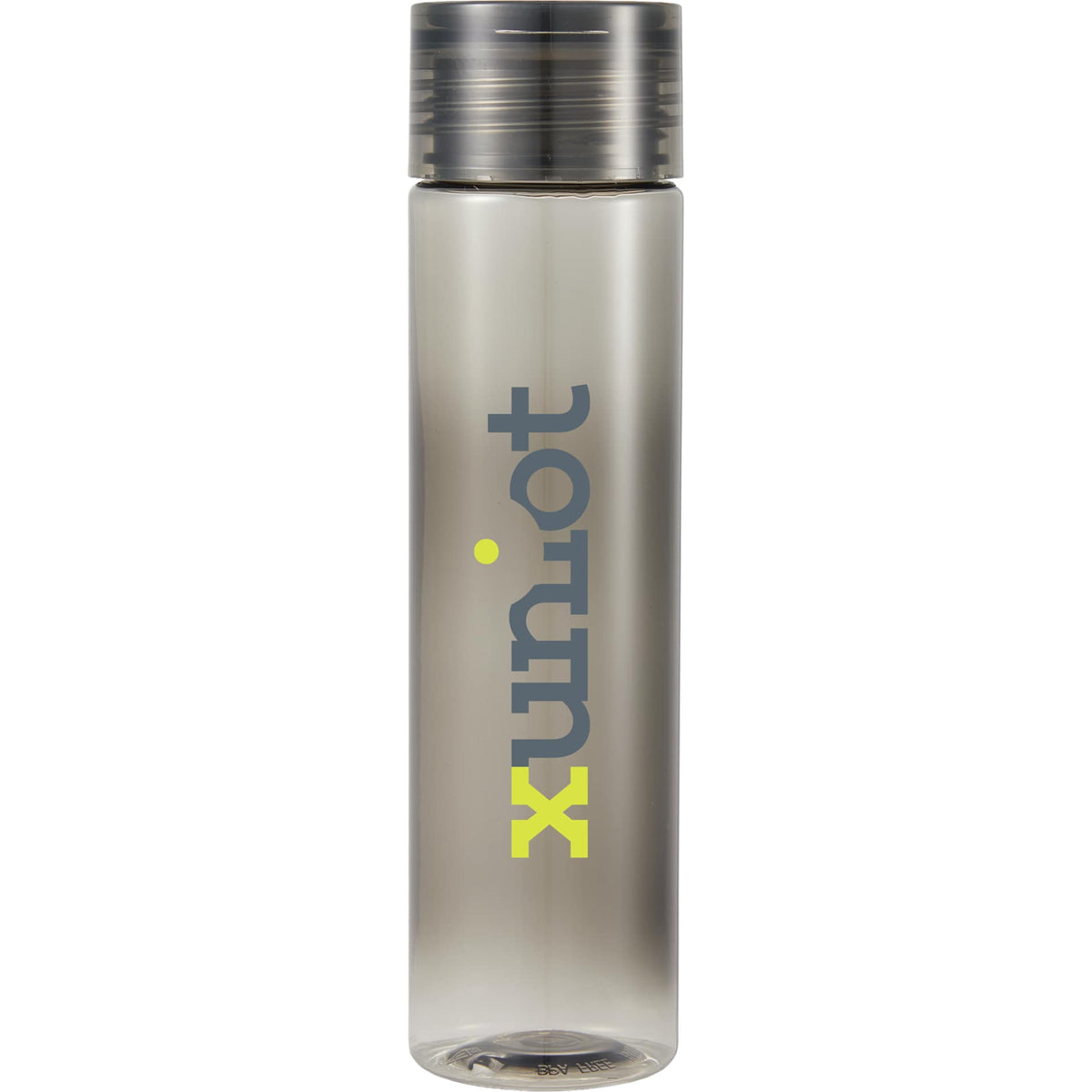 Front View of Black Skinny Mini Recycled RPET Bottle 10oz