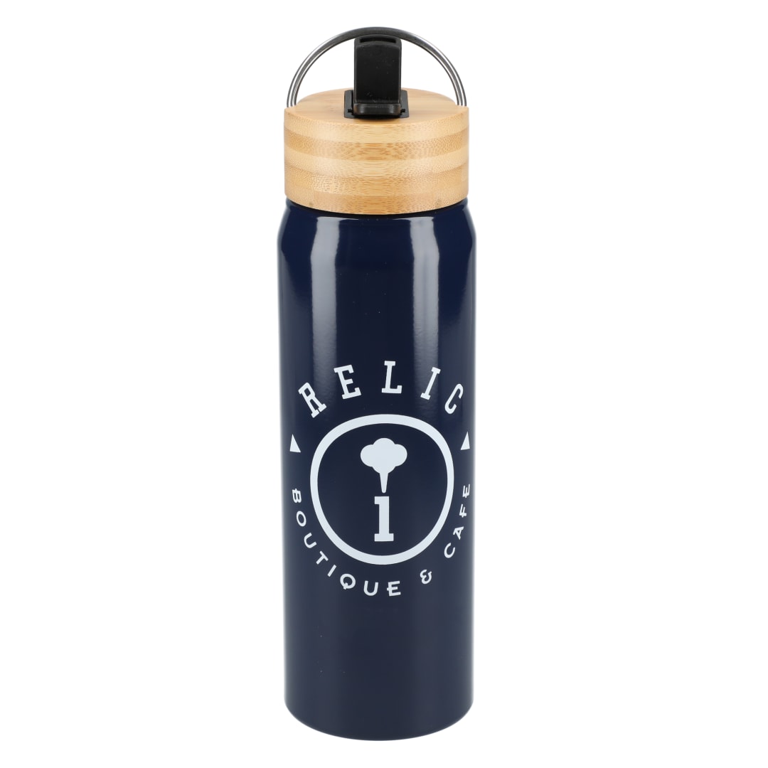 Front View of Blue Billy 26oz Aluminum Bottle w/ FSC® Bamboo Lid