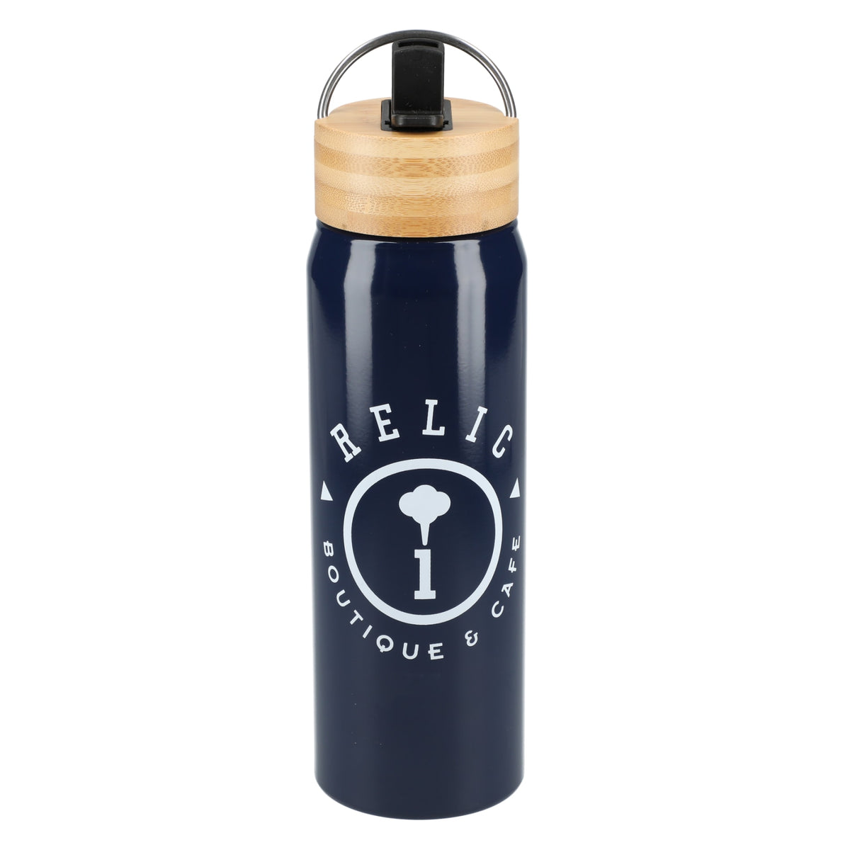Front View of Blue Billy 26oz Aluminum Bottle w/ FSC® Bamboo Lid