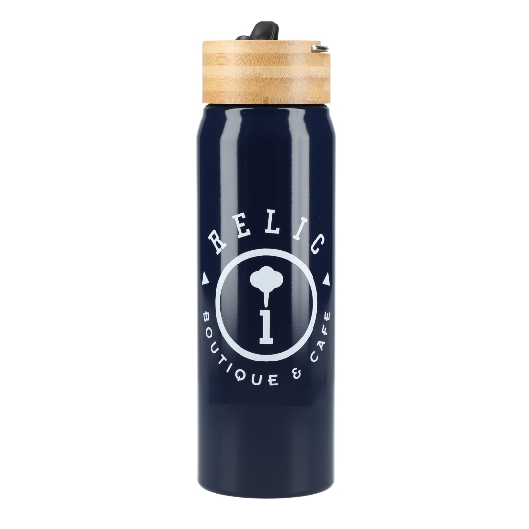 Front View of Blue Billy 26oz Aluminum Bottle w/ FSC® Bamboo Lid