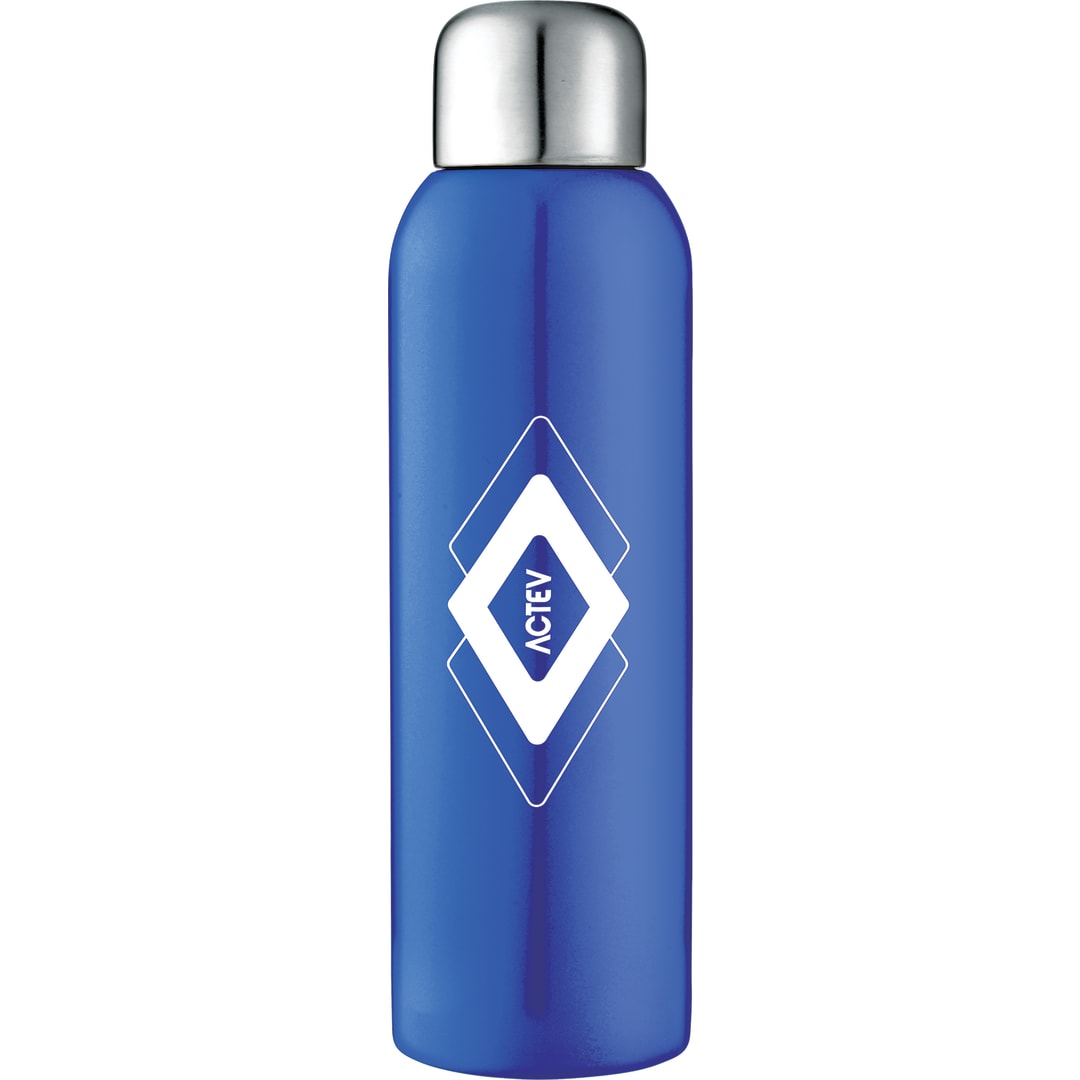 Front View of Blue Guzzle 28oz Stainless Sports Bottle