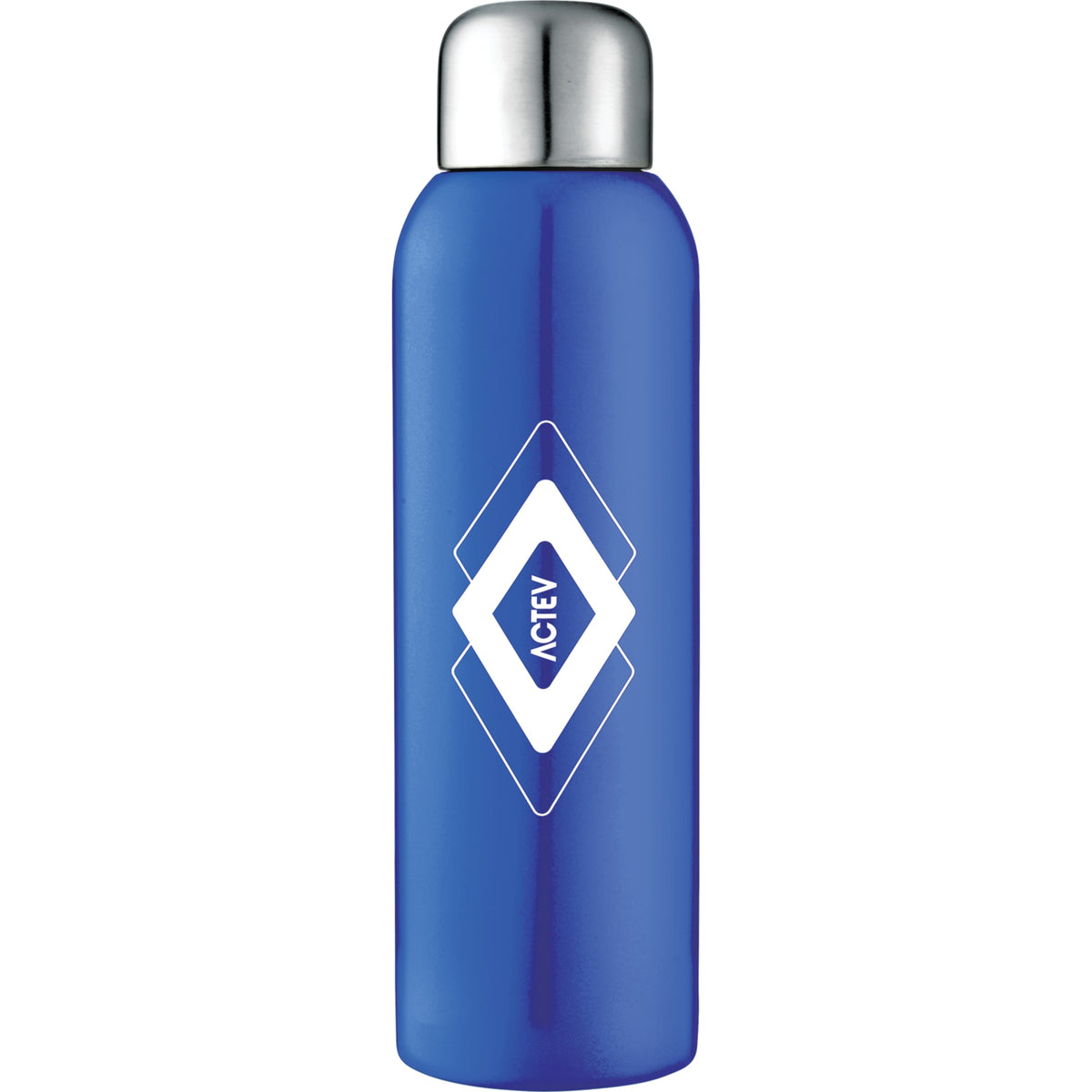 Front View of Blue Guzzle 28oz Stainless Sports Bottle
