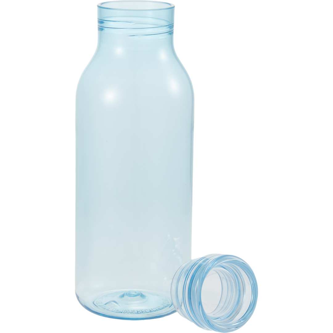Front View of Blue Meka Recycled RPET Single Wall Sports Bottle 18oz plain