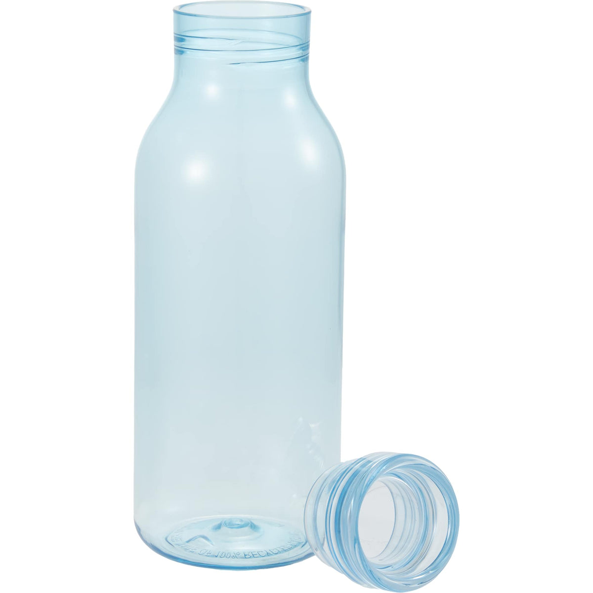 Front View of Blue Meka Recycled RPET Single Wall Sports Bottle 18oz plain