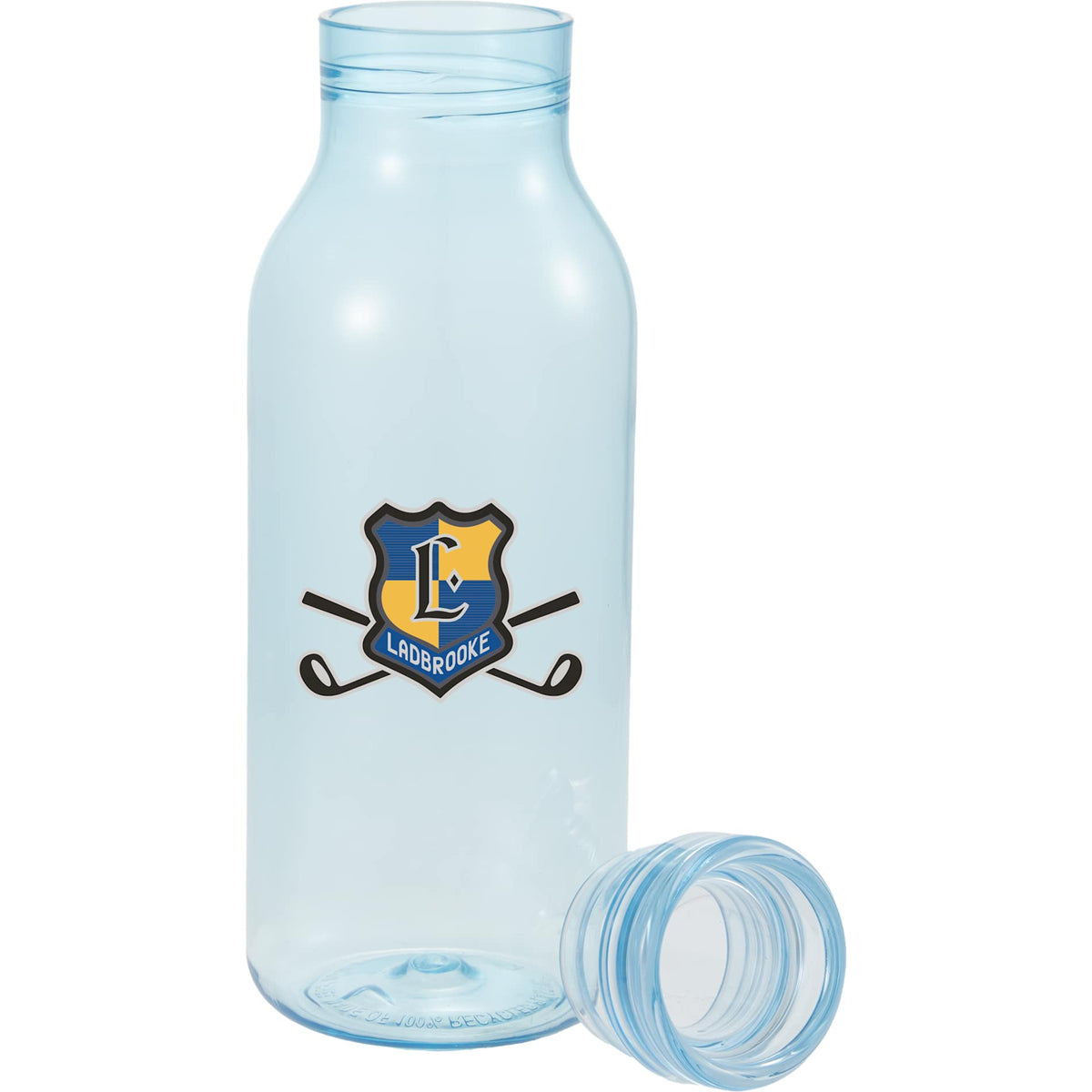 Front View of Blue Meka Recycled RPET Single Wall Sports Bottle 18oz